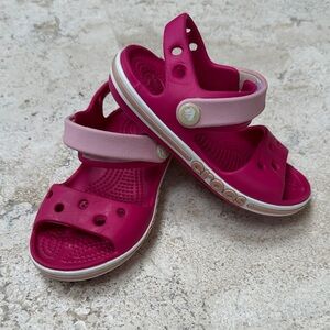 CROCS Kids' Fuchsia and Light Pink Slingback Sandals